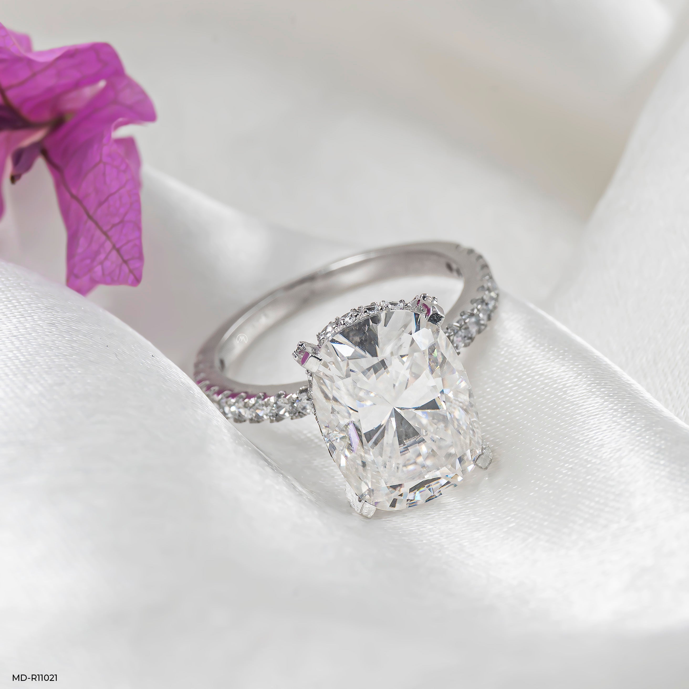 Hidden Halo Oval Solitaire Rings 14K Rose Gold