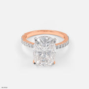 Hidden Halo Oval Solitaire Rings 14K Rose Gold