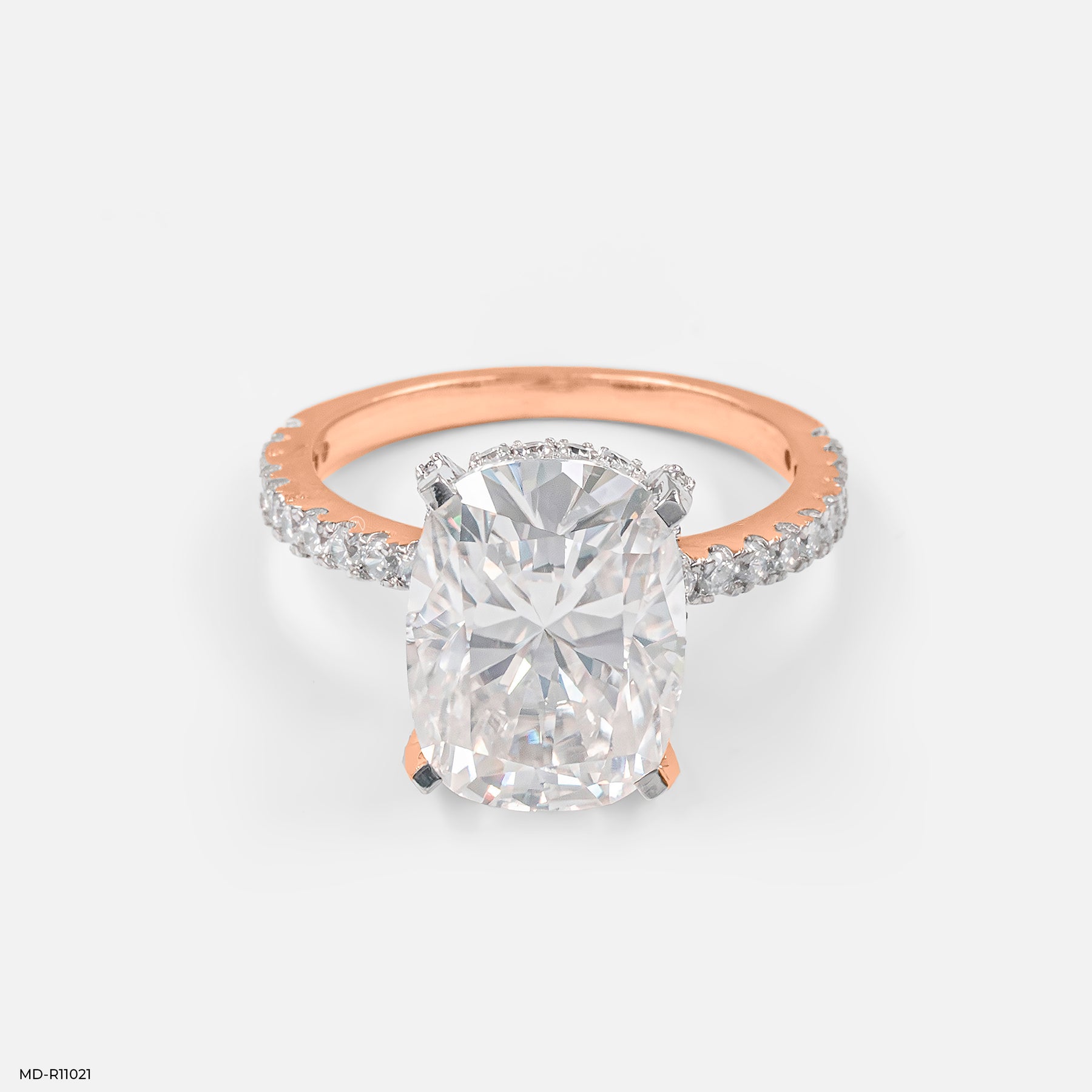 Hidden Halo Oval Solitaire Rings 9K Yellow Gold