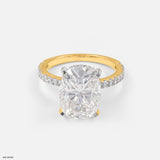 Hidden Halo Oval Solitaire Rings 9K Yellow Gold