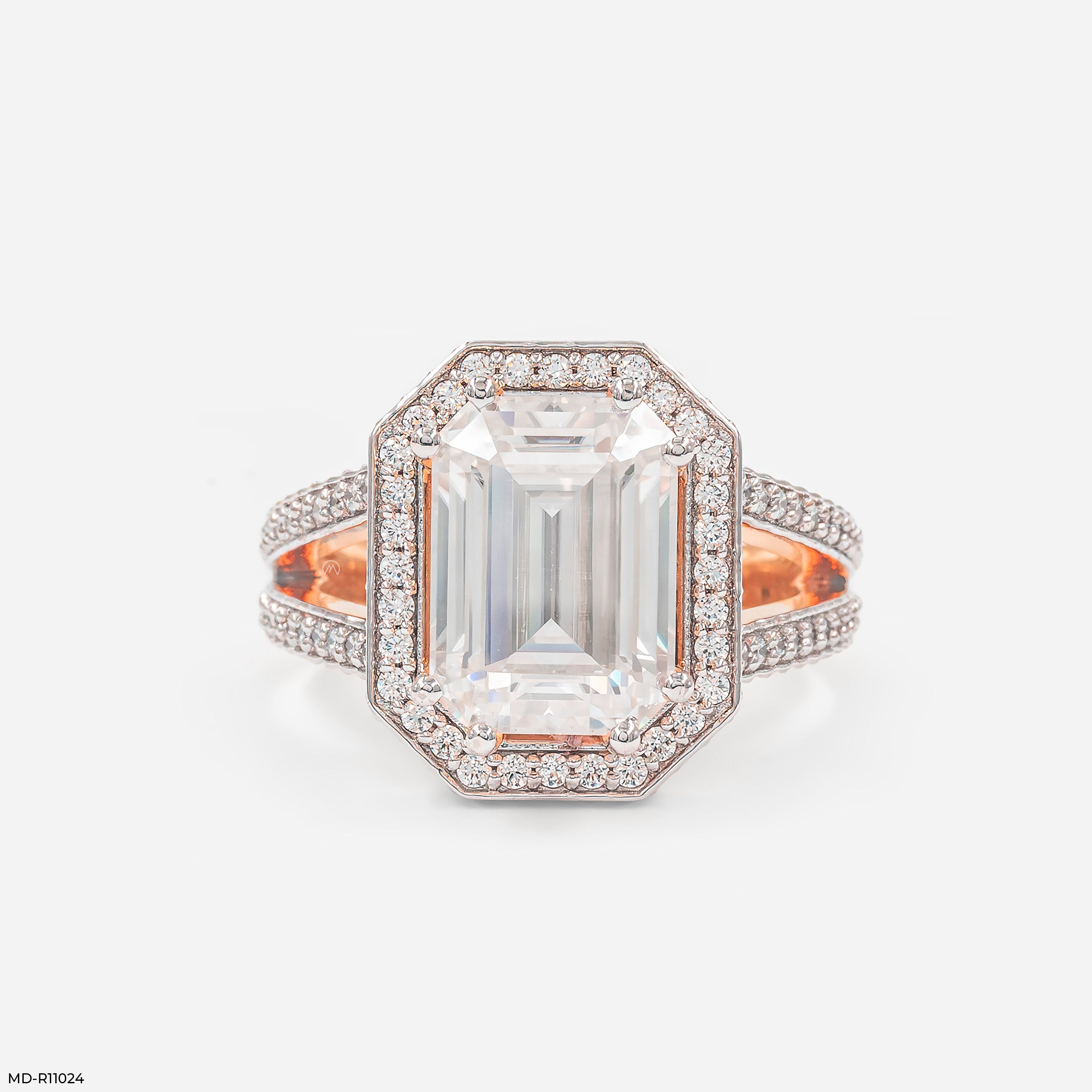 Majestic Emerald Halo Ring 9K Rose Gold