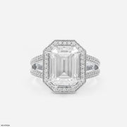 Majestic Emerald Halo Ring 9K White Gold
