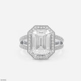 Majestic Emerald Halo Ring 14K White Gold