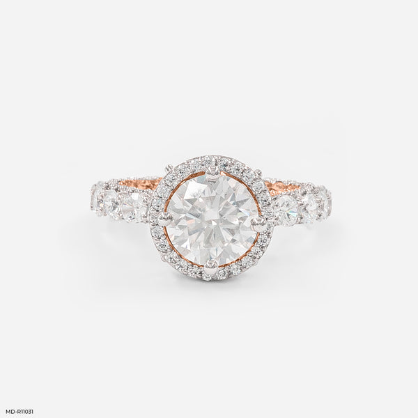 The Starlight Halo Ring 18K Rose Gold