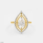 The Double Halo Teardrop Ring 14K Yellow Gold