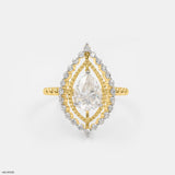 The Double Halo Teardrop Ring 14K Yellow Gold