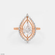 The Double Halo Teardrop Ring 14K Rose Gold