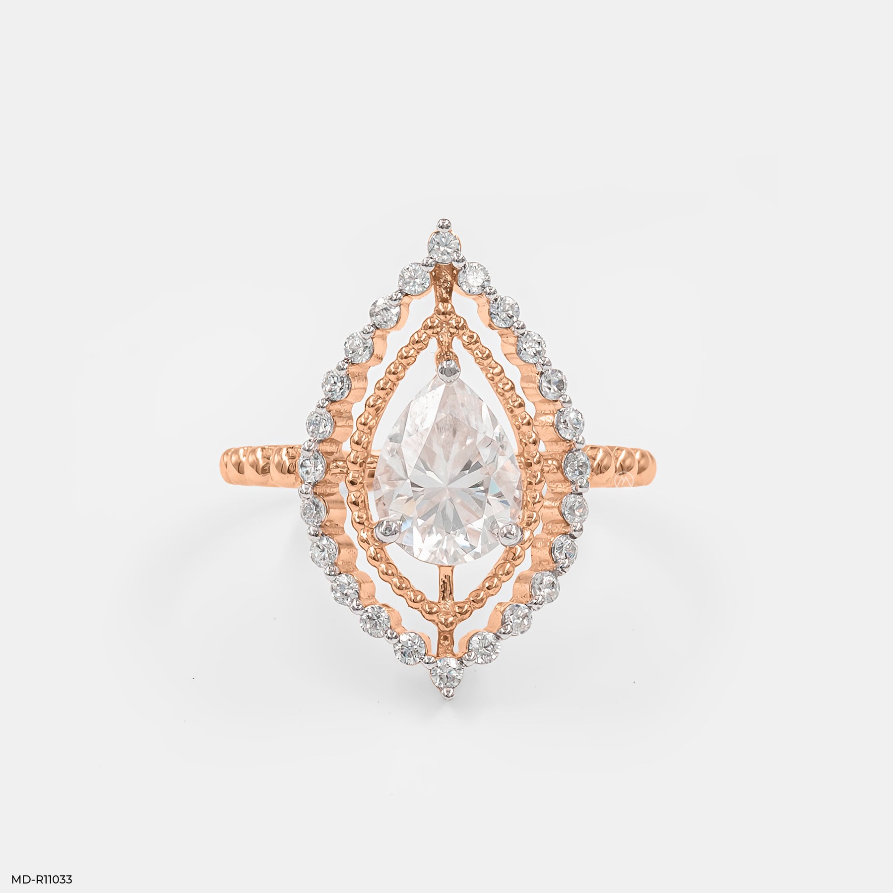 The Double Halo Teardrop Ring Platinum 950