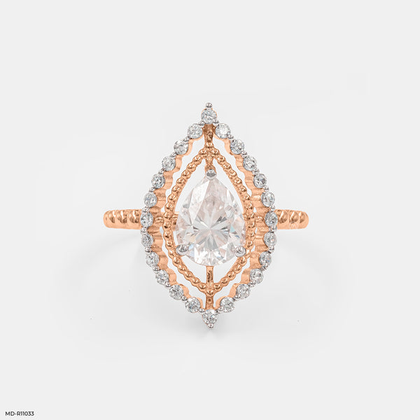 The Double Halo Teardrop Ring 18K Rose Gold