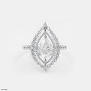 The Double Halo Teardrop Ring Platinum 950