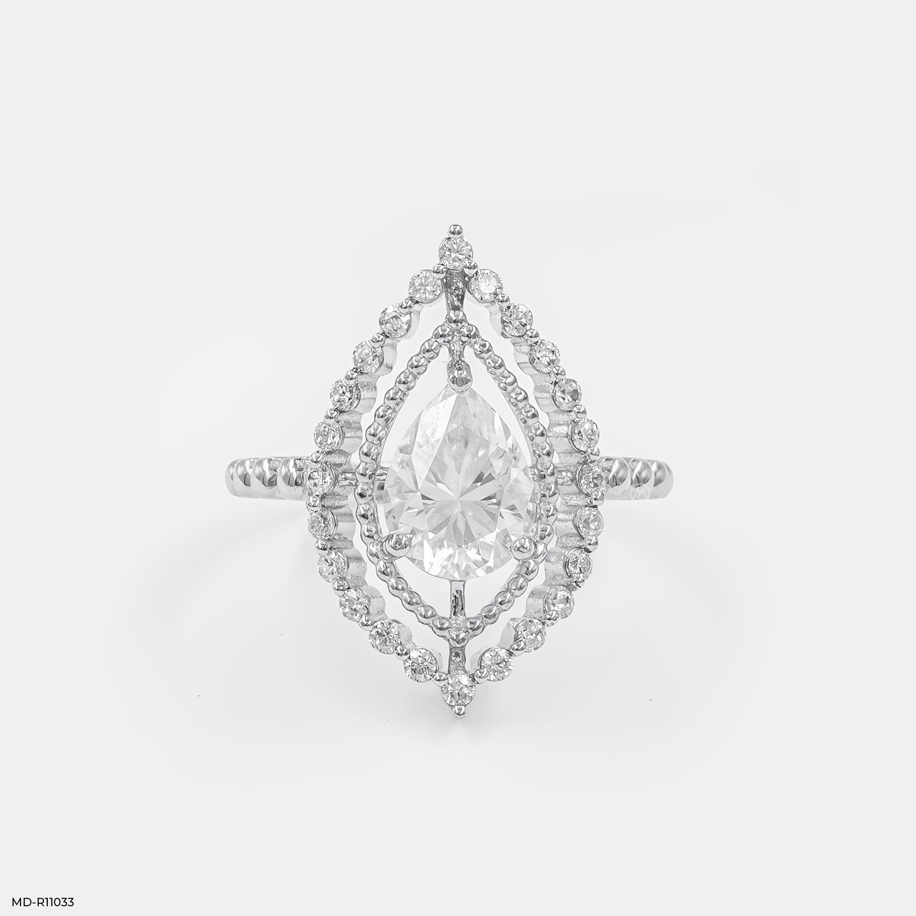 The Double Halo Teardrop Ring Platinum 950