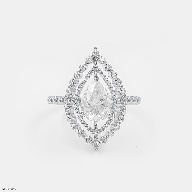 The Double Halo Teardrop Ring 14K Yellow Gold