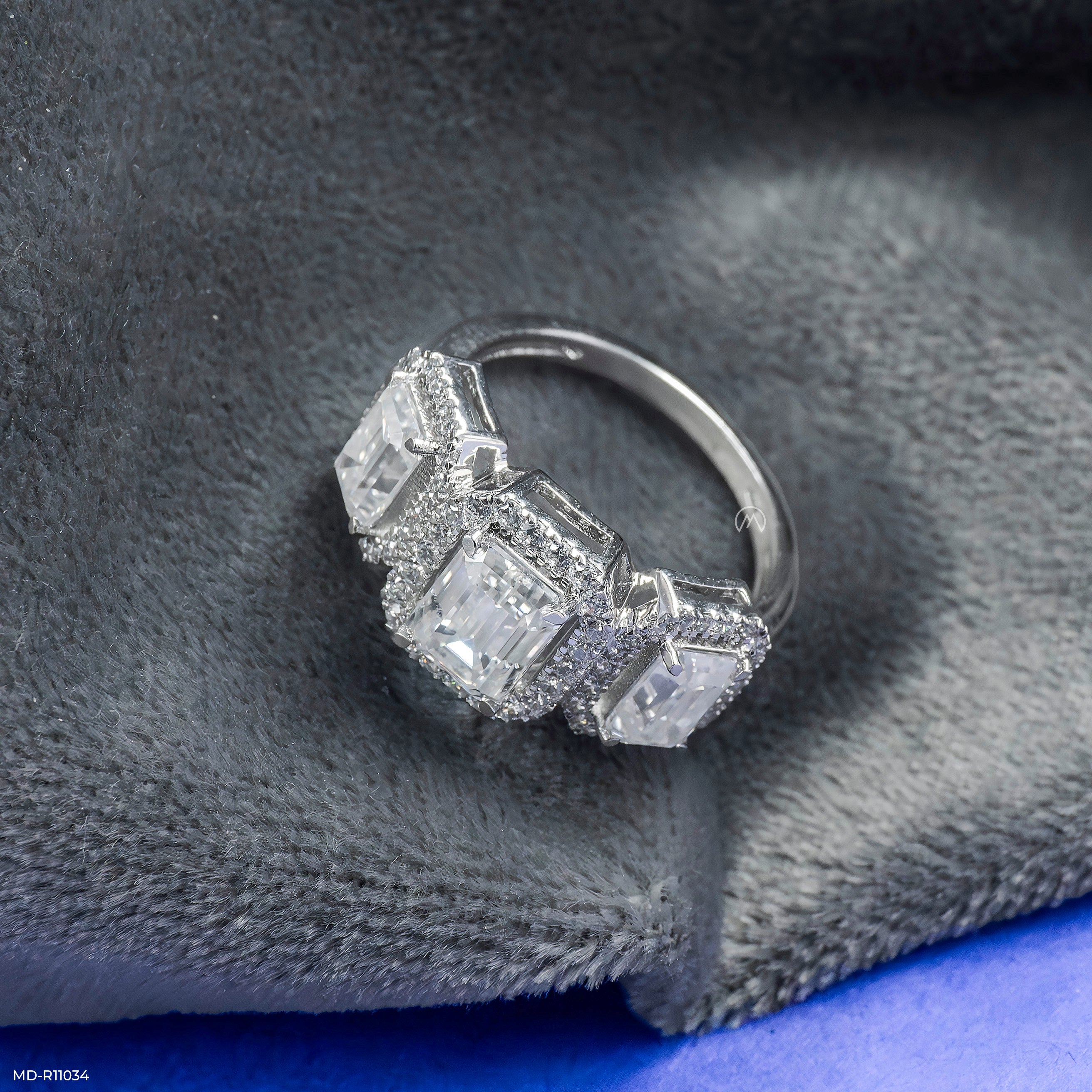 The Trinity Emerald Halo Ring 14K Rose Gold