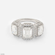 The Trinity Emerald Halo Ring 14K White Gold