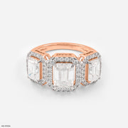 The Trinity Emerald Halo Ring 14K Rose Gold