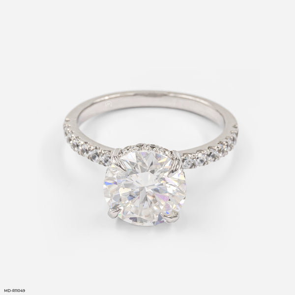 The Solitaire Pave Ring 14K White Gold