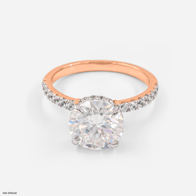 The Solitaire Pave Ring 14K Rose Gold