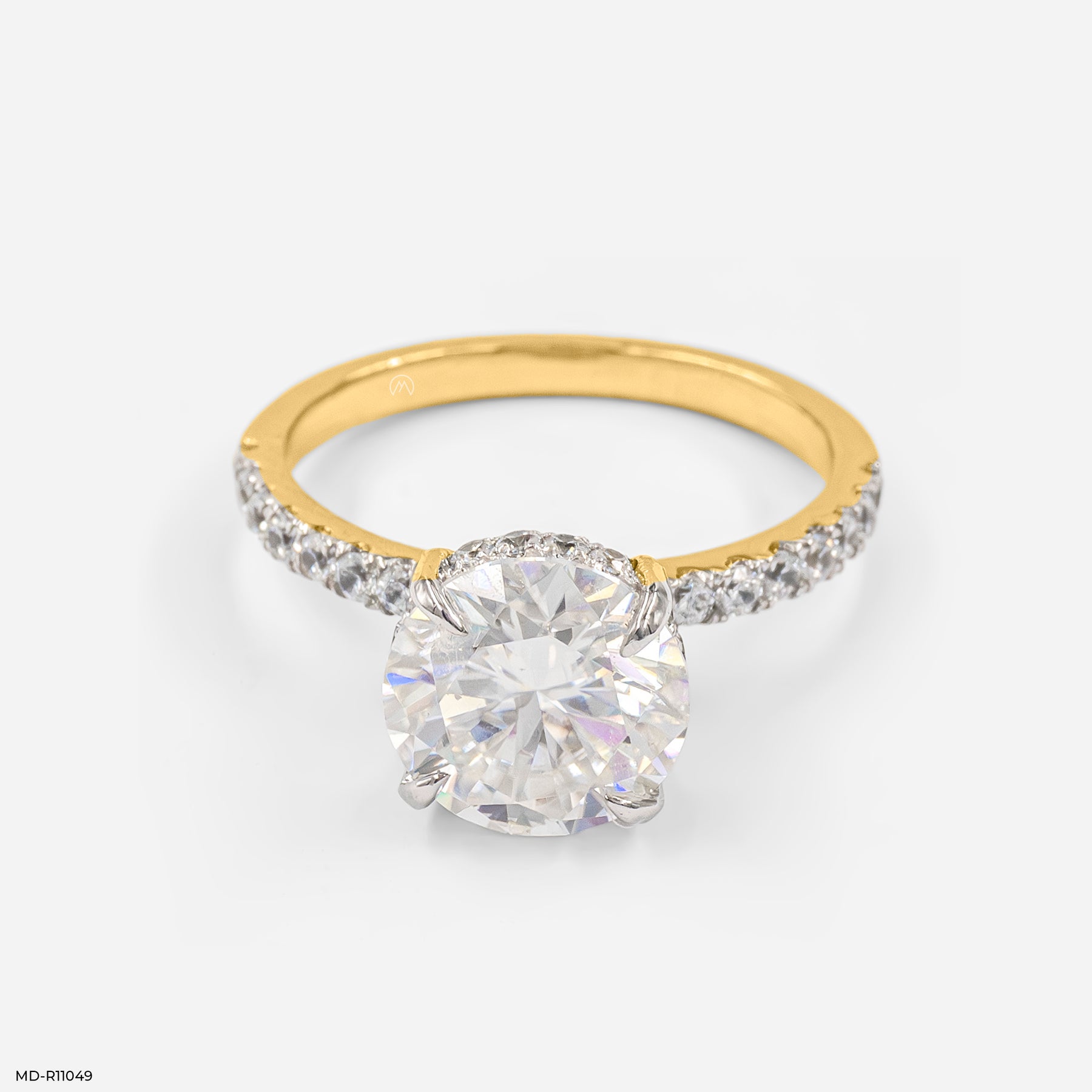 The Solitaire Pave Ring 14K Yellow Gold