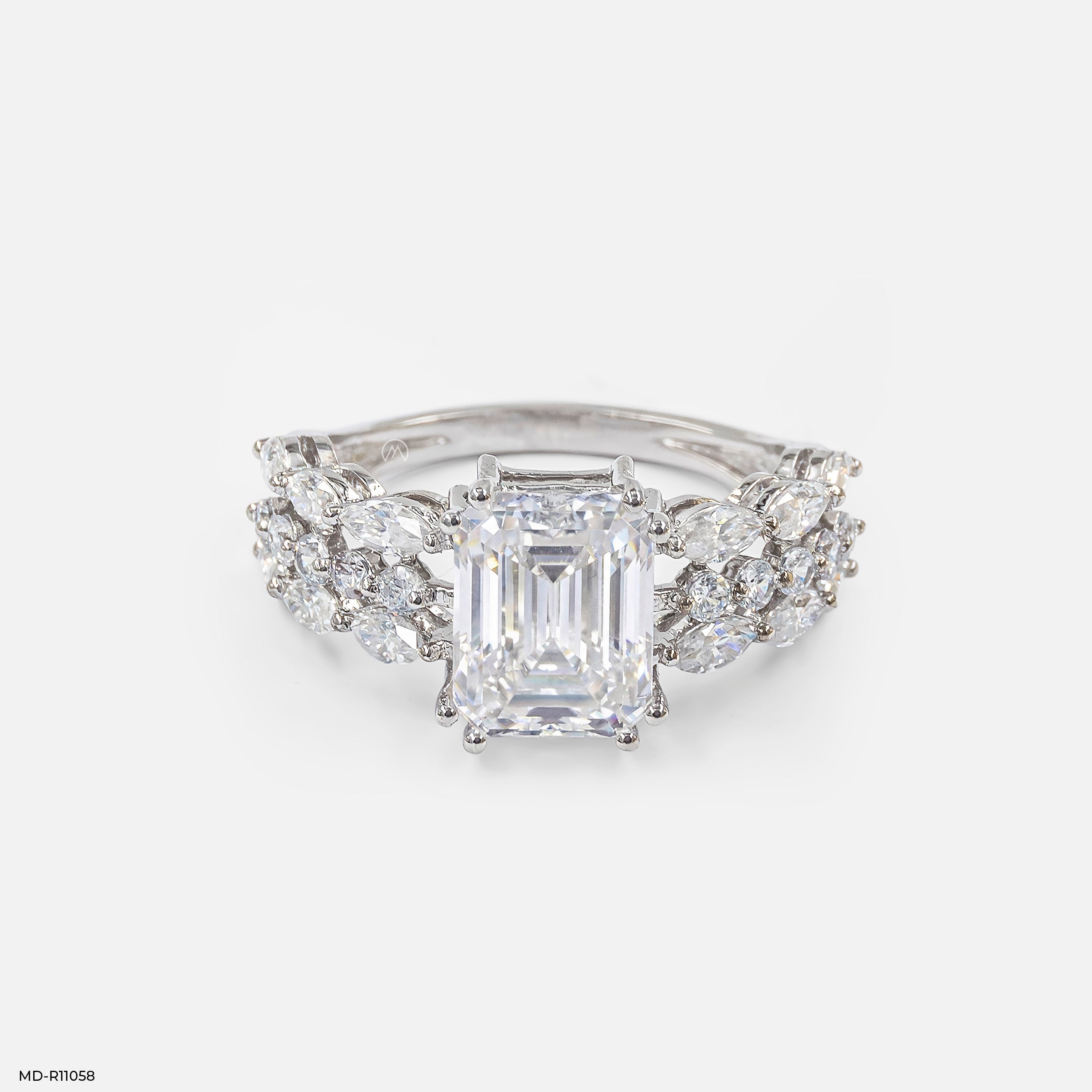 Regal Emerald Solitaire Diamond Rings 9K White Gold