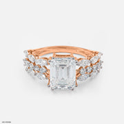 Regal Emerald Solitaire Diamond Rings 14K Rose Gold