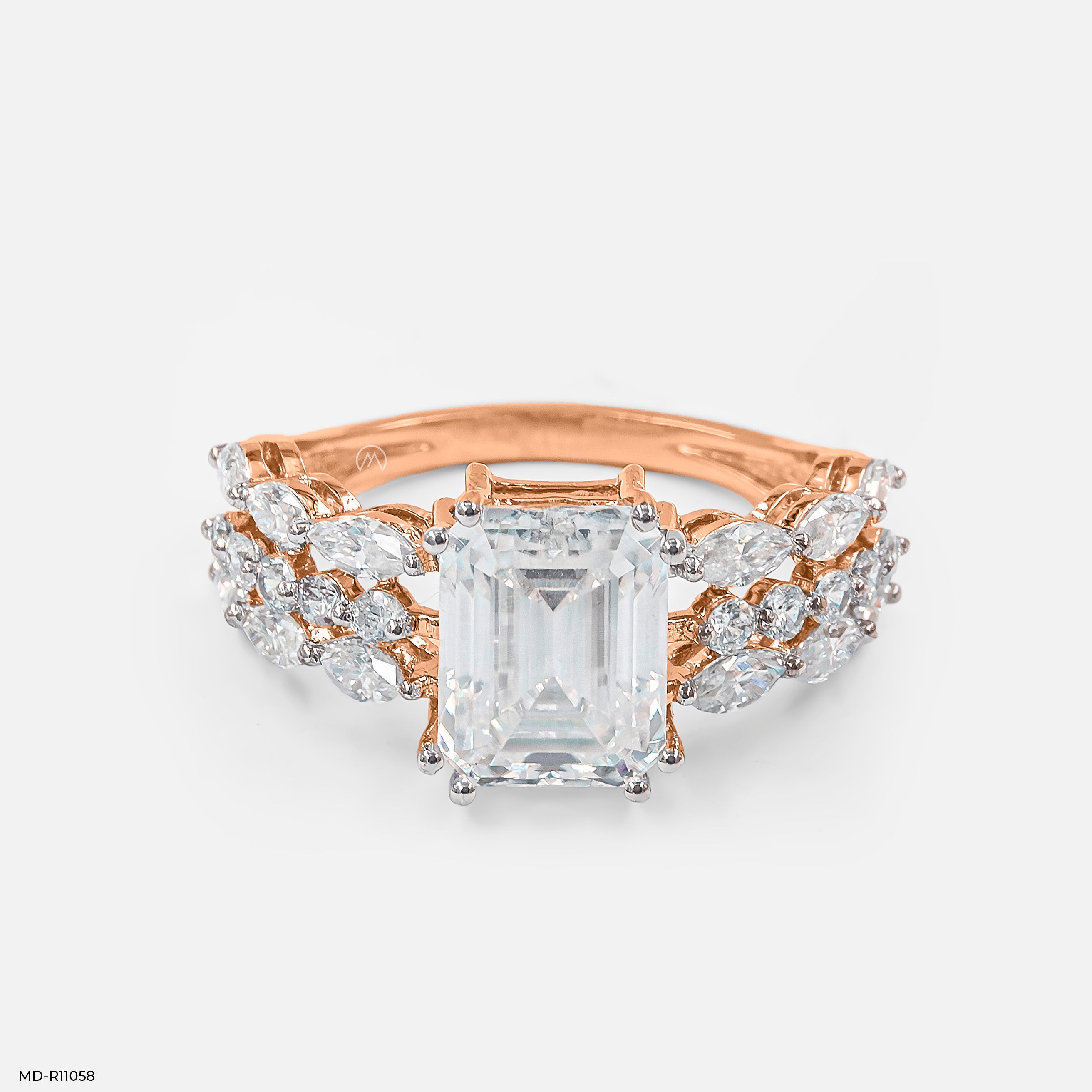 Regal Emerald Solitaire Diamond Rings 18K Rose Gold