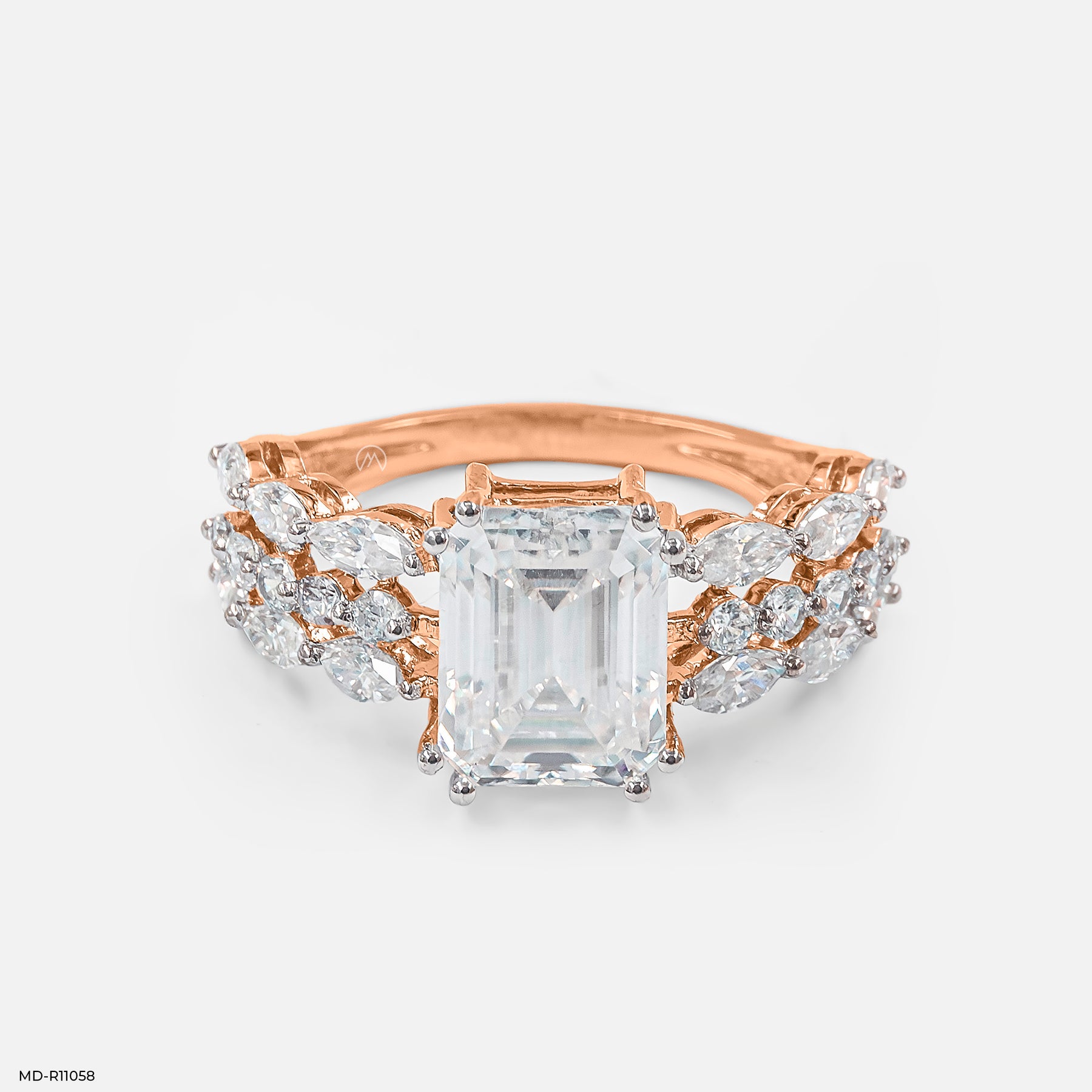 Regal Emerald Solitaire Diamond Rings 9K Rose Gold