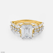 Regal Emerald Solitaire Diamond Rings 9K Yellow Gold