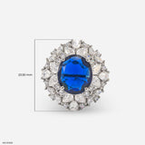 Victorian Blue Sapphire Diamond Rings 9K White Gold