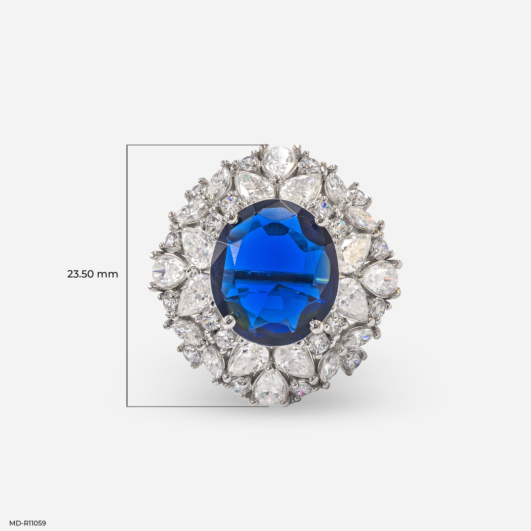 Victorian Blue Sapphire Diamond Rings 9K White Gold