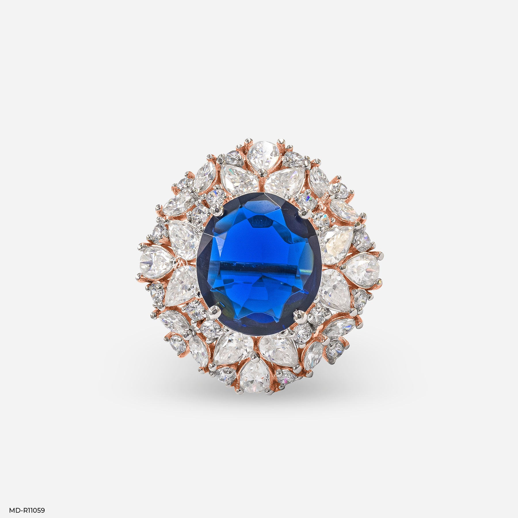 Victorian Blue Sapphire Diamond Rings 9K White Gold