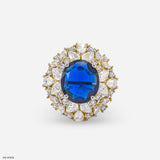 Victorian Blue Sapphire Diamond Rings 9K White Gold