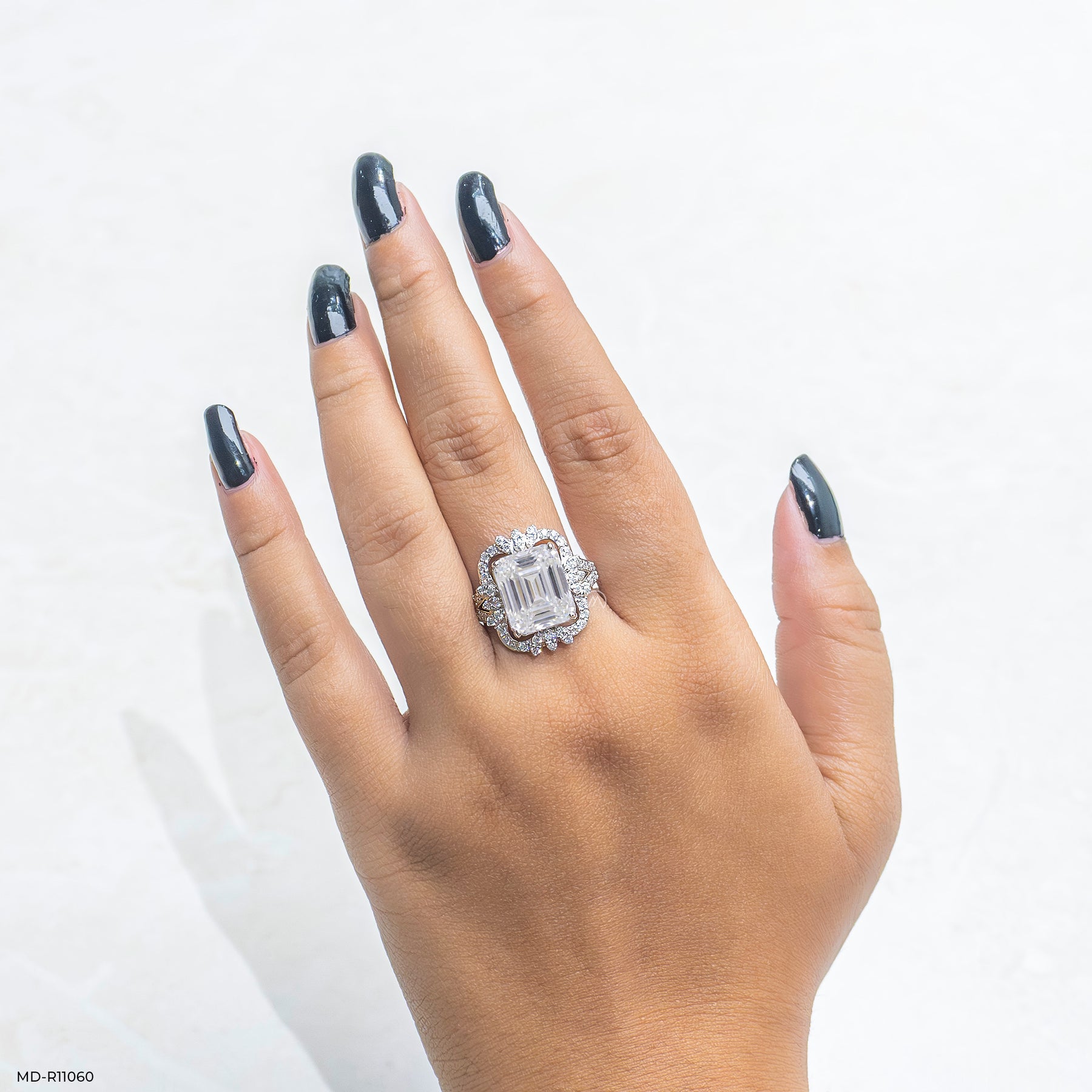 Leaf Crown Solitaire Diamond Rings 9K Rose Gold