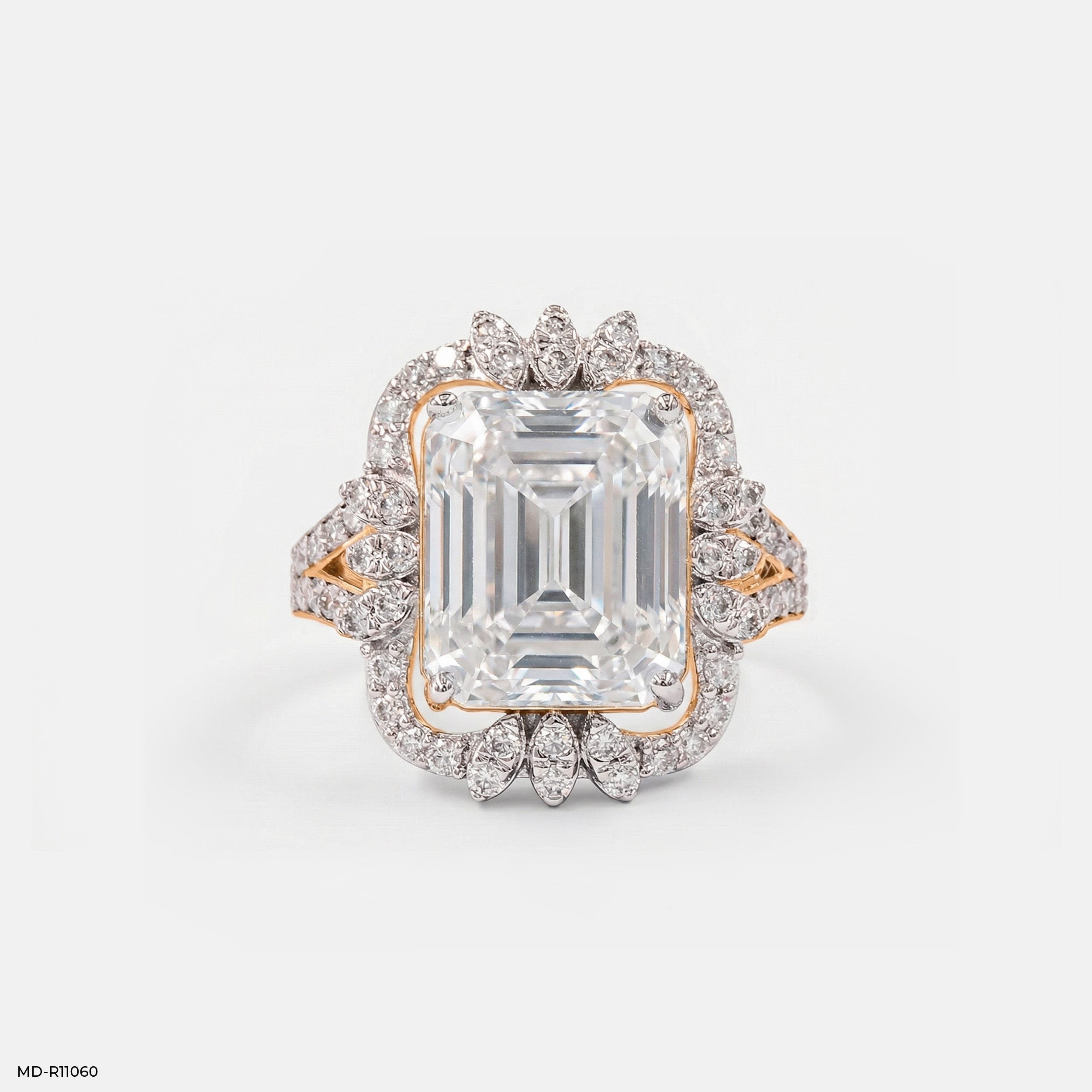 Leaf Crown Solitaire Diamond Rings 18K Rose Gold