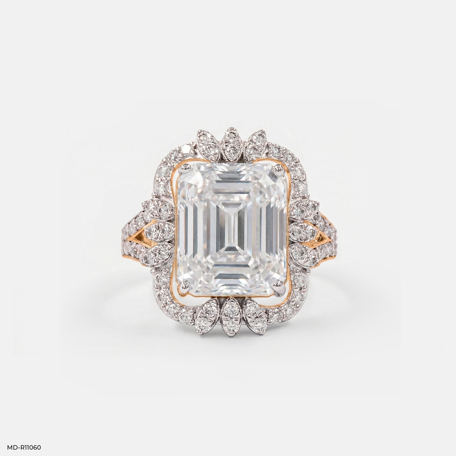 Leaf Crown Solitaire Diamond Rings 9K Rose Gold