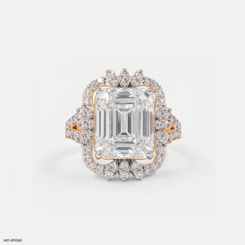 Leaf Crown Solitaire Diamond Rings 9K Rose Gold