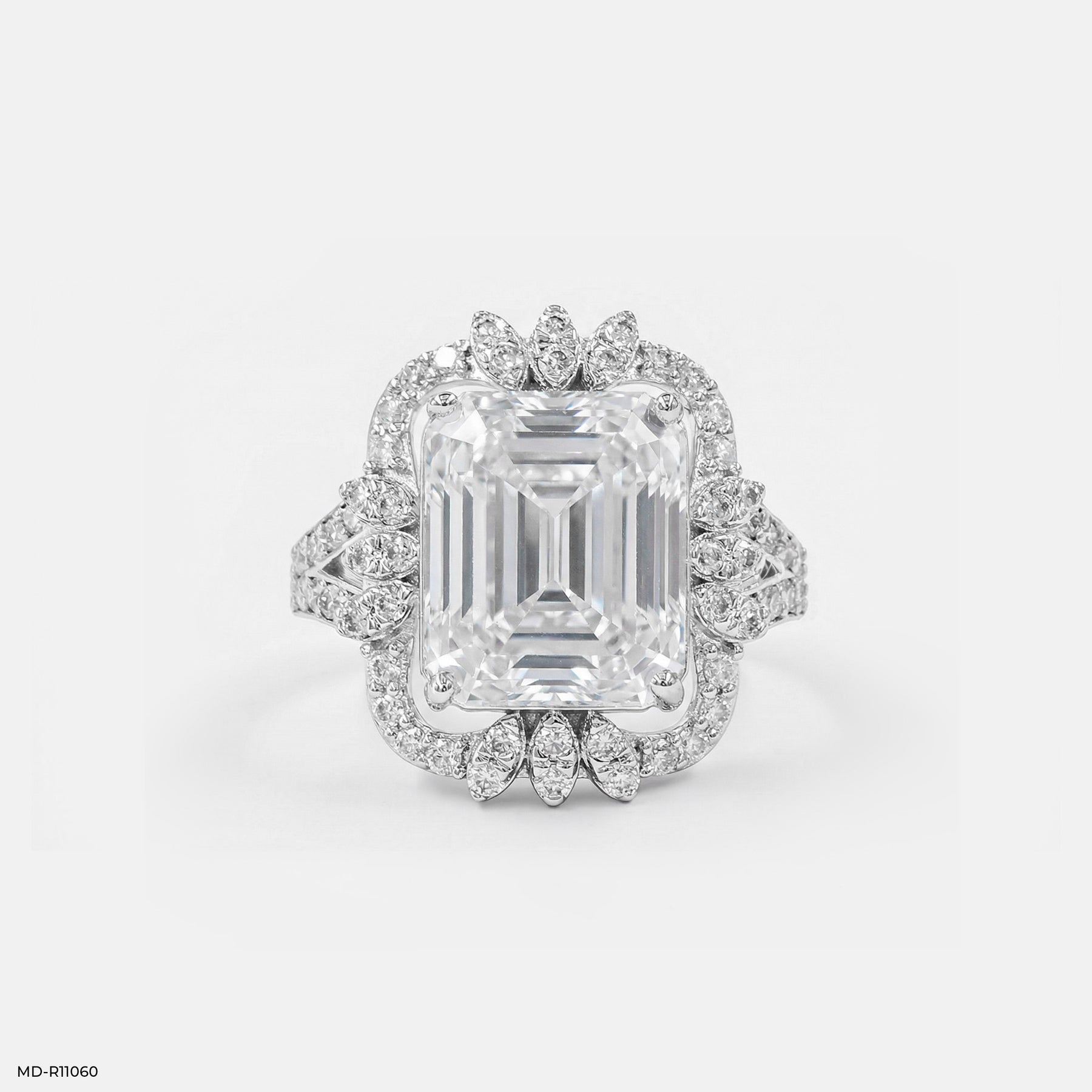 Leaf Crown Solitaire Diamond Rings 9K Rose Gold