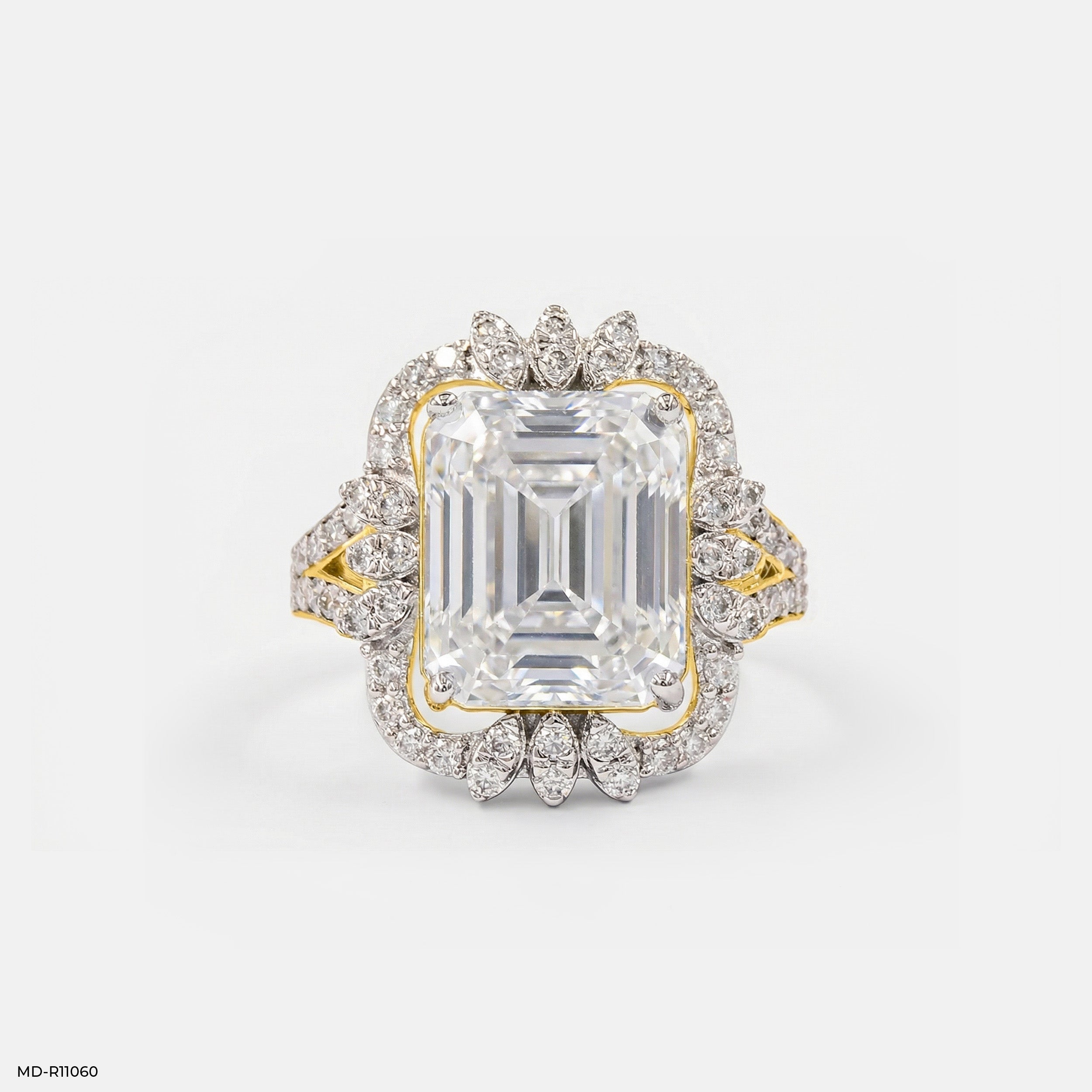 Leaf Crown Solitaire Diamond Rings 9K Yellow Gold