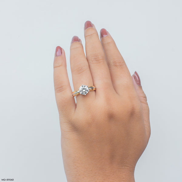 Dual Tone Radiance Ring 14K Yellow Gold