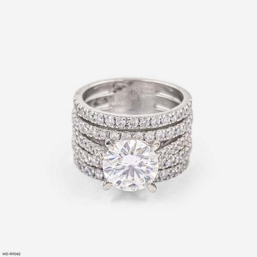 Empress Solitaire Diamond Band Ring 9K White Gold
