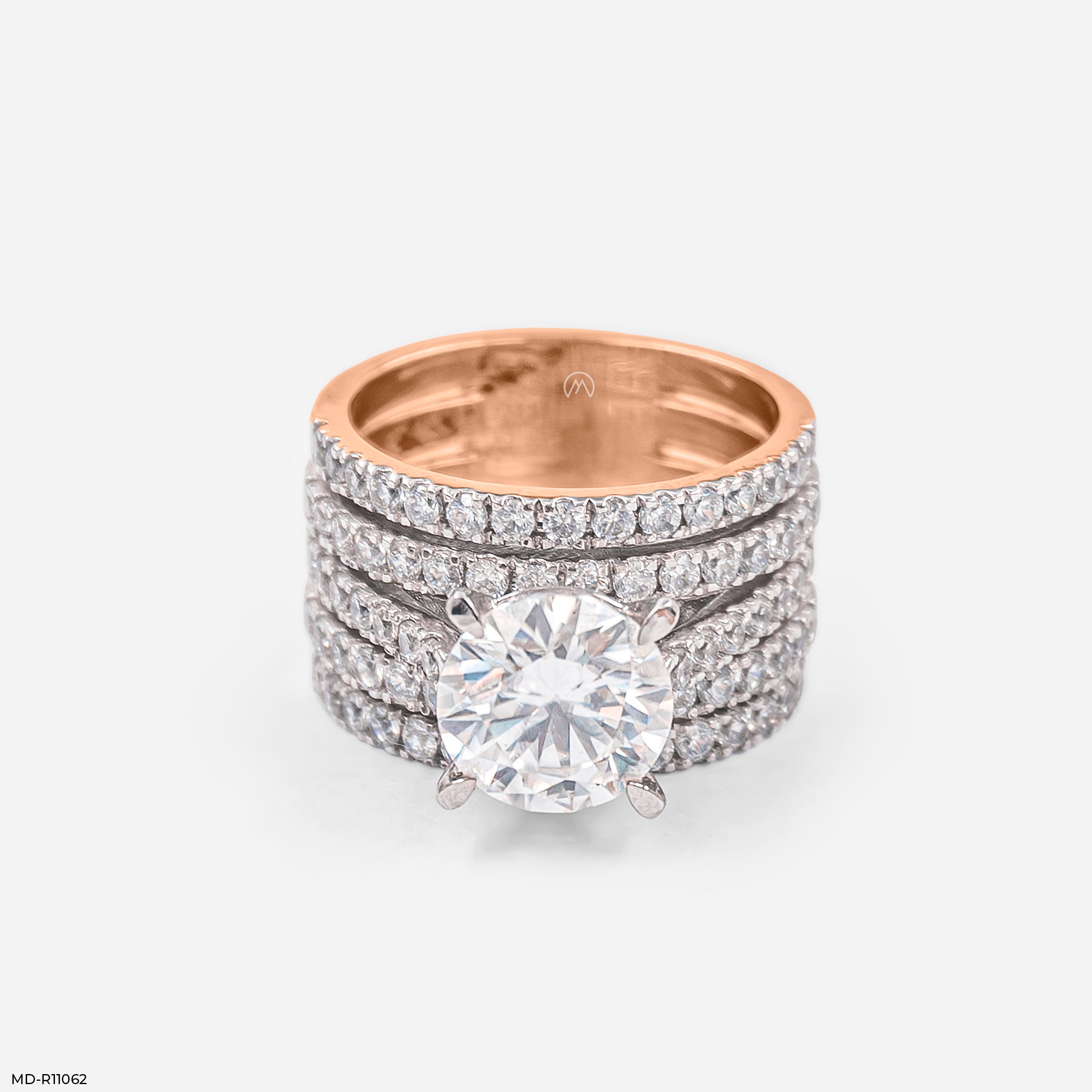Empress Solitaire Diamond Band Ring 9K Rose Gold