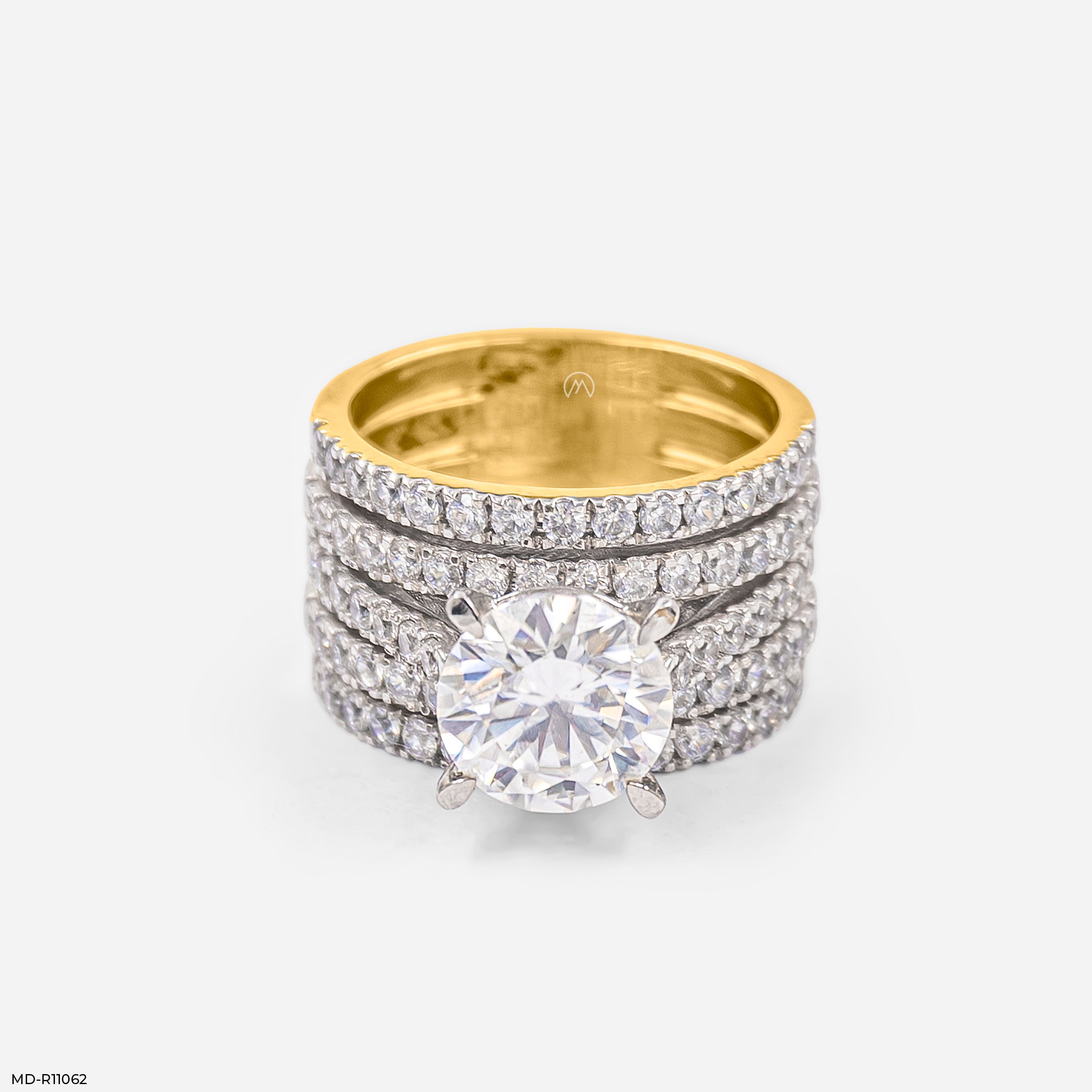 Empress Solitaire Diamond Band Ring 9K Yellow Gold