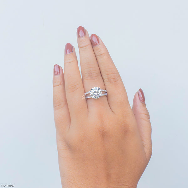 Embrace Round Solitaire Ring 14K White Gold