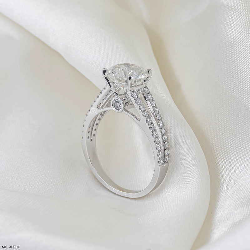 Embrace Round Solitaire Ring 14K White Gold