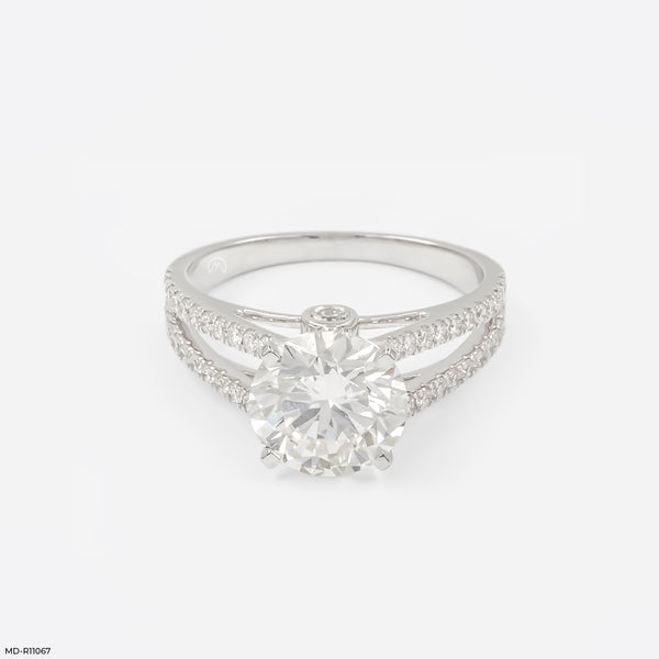 Embrace Round Solitaire Ring 14K White Gold