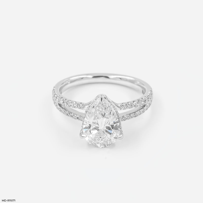 Dual Stream Pear Ring 14K Rose Gold