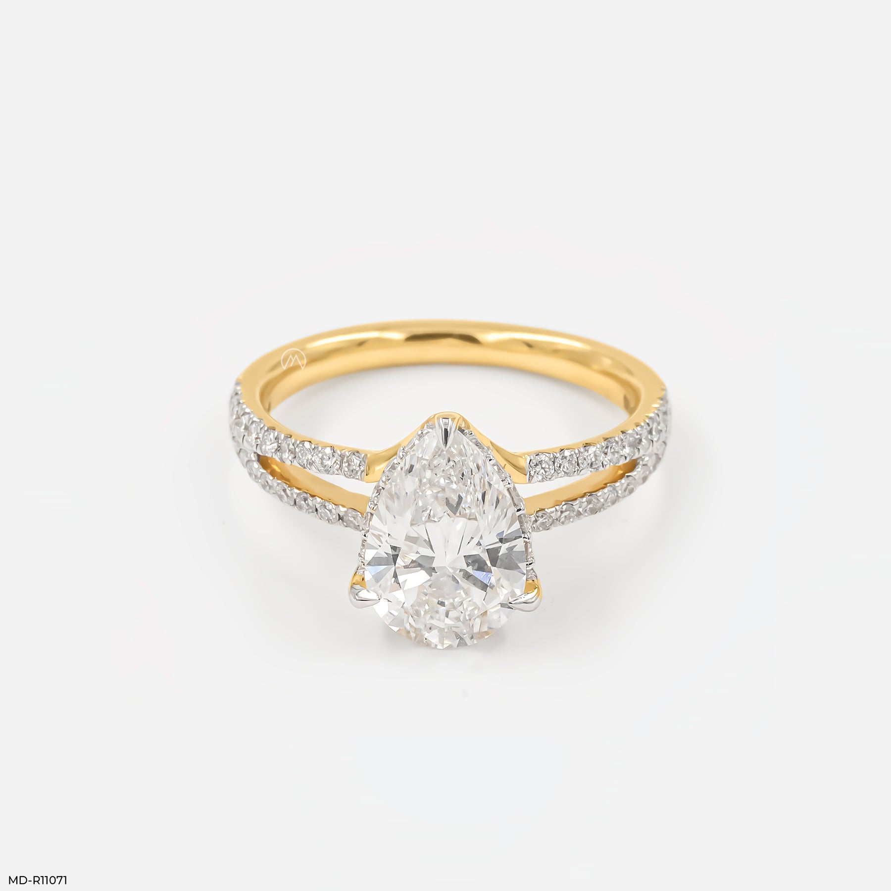 Dual Stream Pear Ring 9K Yellow Gold