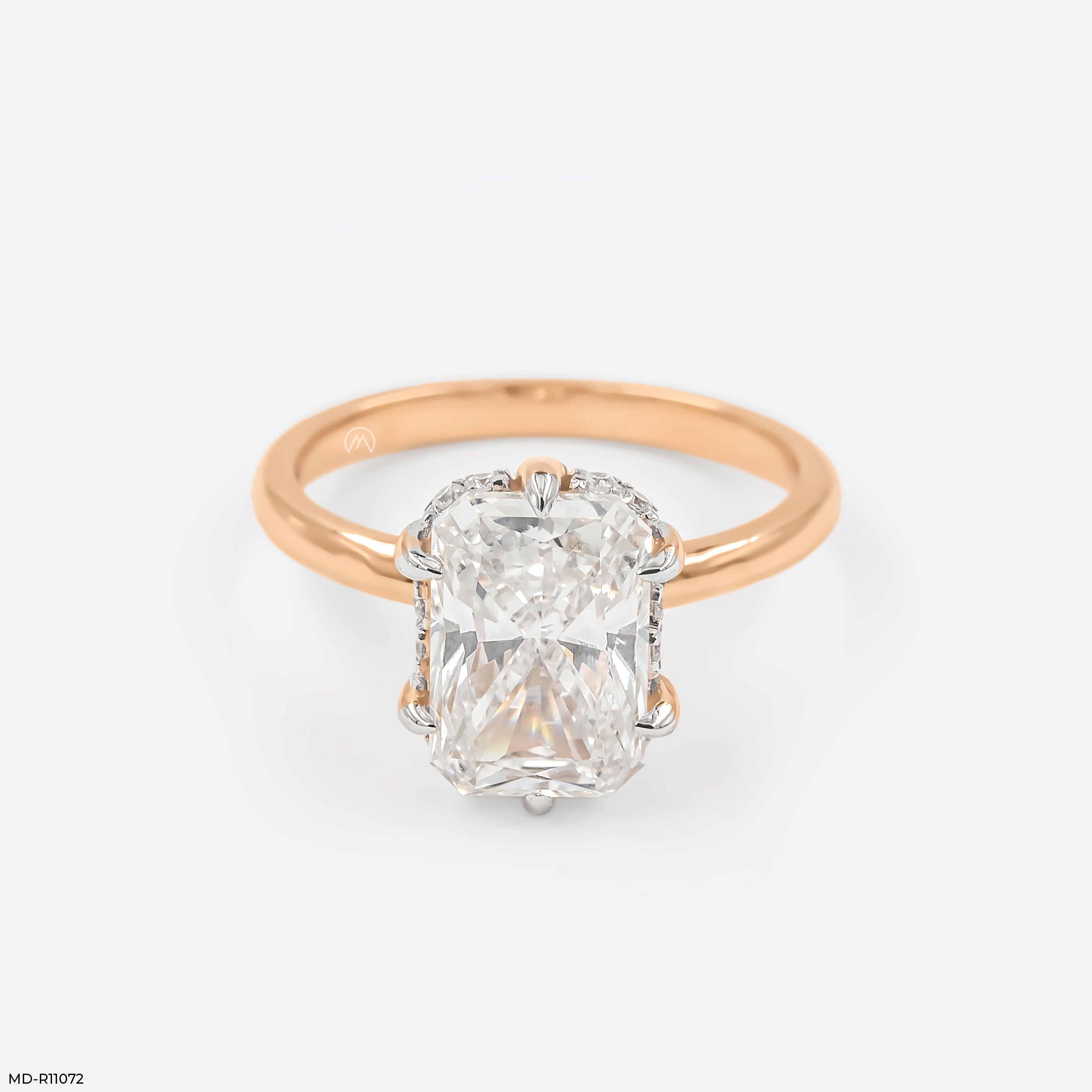 Modern Elegance Radiant Ring 9K Rose Gold