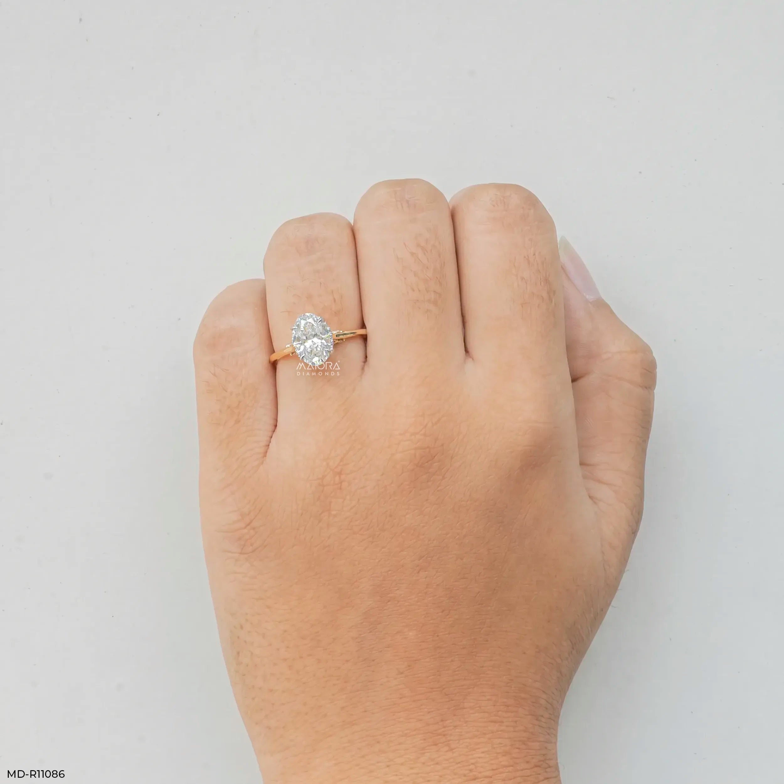 1.90 Carat Stellaris Oval Lab Diamond Solitaire Ring 18K Yellow Gold