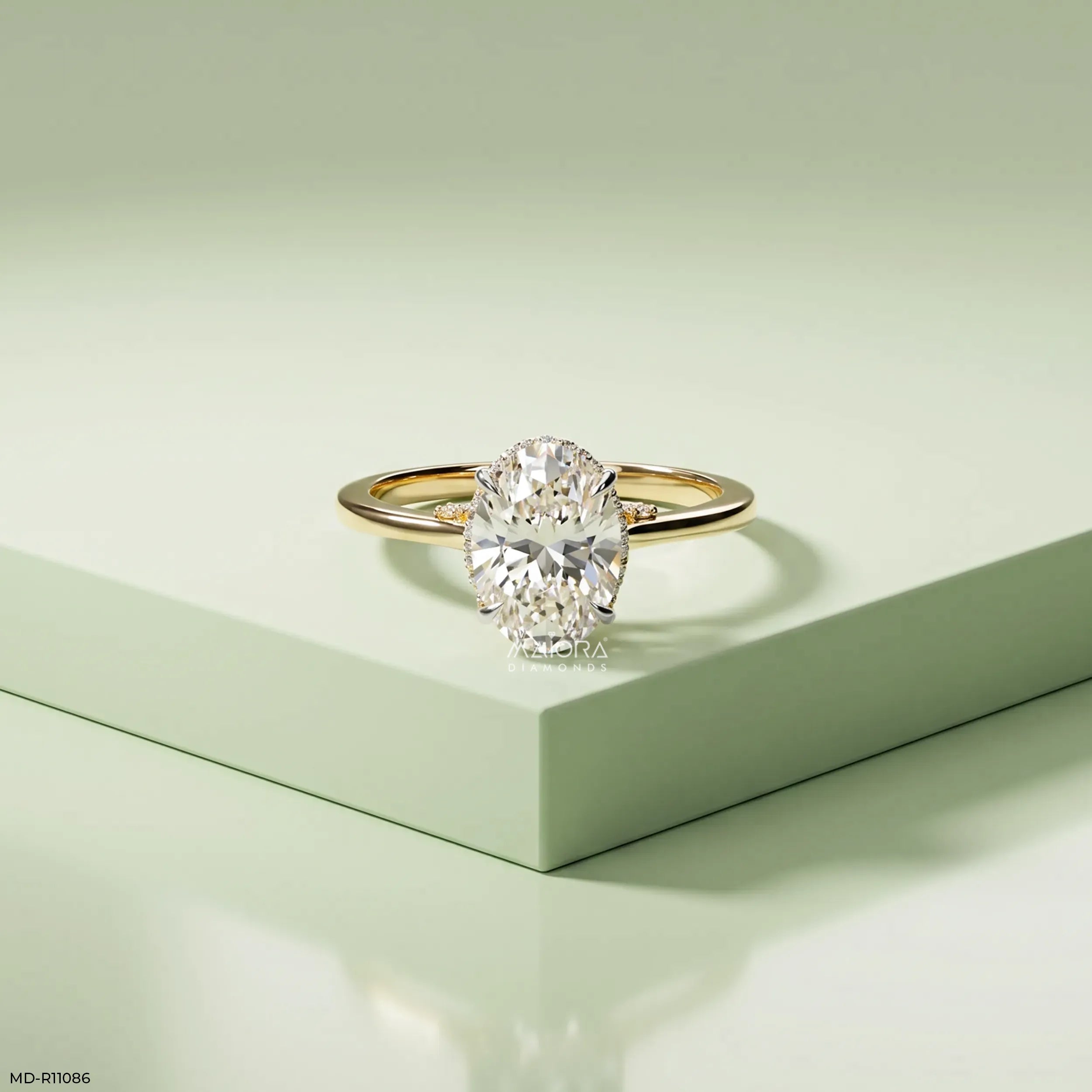 1.90 Carat Stellaris Oval Lab Diamond Solitaire Ring 18K Yellow Gold