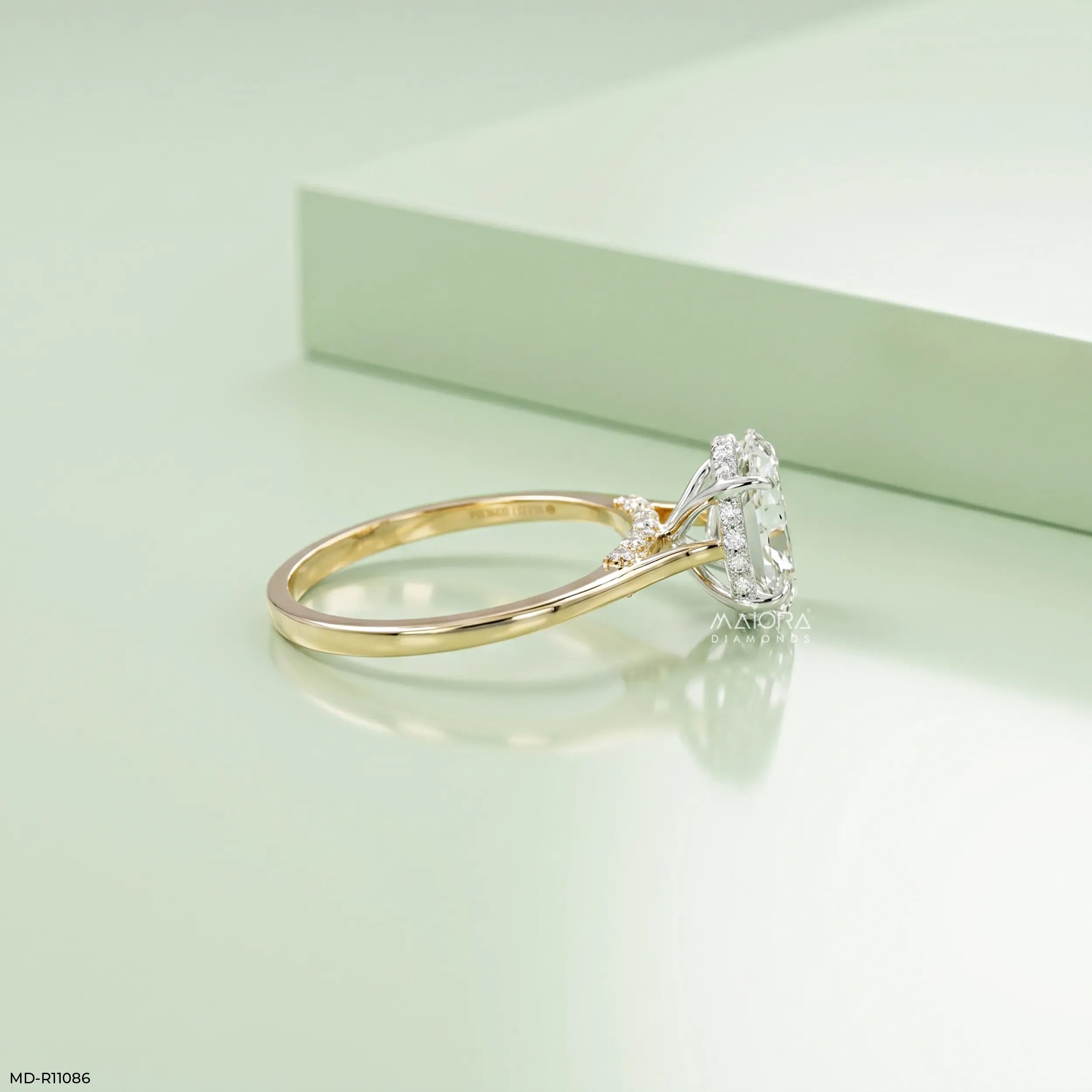1.90 Carat Stellaris Oval Lab Diamond Solitaire Ring 18K Yellow Gold